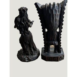 Unbranded Hawaiian Hula Dancer & Tiki God Figurine Set - Wood Look Resin Collect